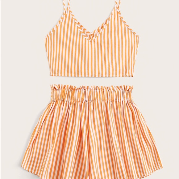 Striped Button Front Tie Top & Belted Shorts Set! - Picture 2 of 5